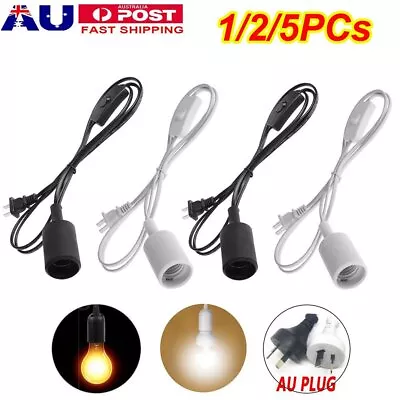1-5PCS E27 Cable Cord Plug Pendant Lamp Light Bulb Holder Socket Base Switch • $3.70