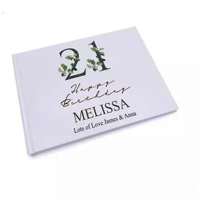 Personalised 21st Birthday Green Leaf Design Gift Guest Book GB-133 • £14.99