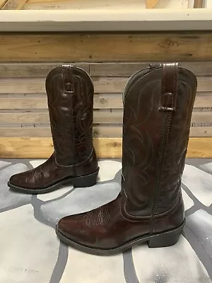 Mens US 7.5 D Cowboy Boots LAREDO Leather Black Cherry MOTORCYCLE Western Rocker • $23.22