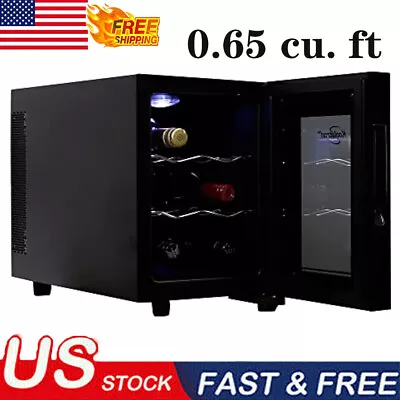 Freestanding 6 Bottle Wine Cellars Fridge Cooler Kitchen 0.65 Cu. Ft 120 V Hot • $116.38