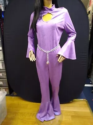 Lilac Metallic Snakeskin 70s Style Catsuit Costume • £70