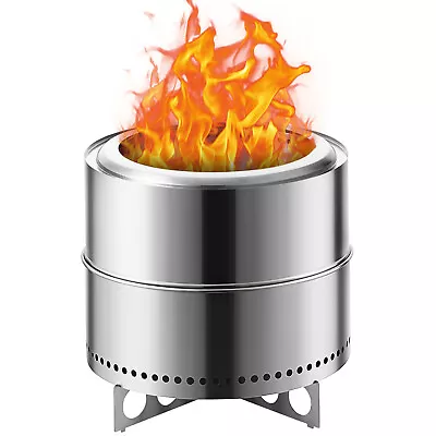 Portable 19  Large Smokeless Fire Pit With Stand Stainless Steel Bonfire Outdoor • $129.90