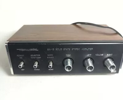 Vintage Realistic SA-10 31-1982A Black & Wood 12W Solid State Stereo Amplifier • $24.80