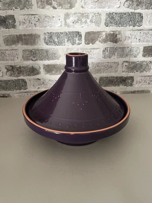 $39 • Buy World Market Purple Glazed Tagine Cooking Pot Made In Portugal And Cookbook