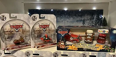 2010 Disney Pixar CARS Mater Saves Christmas RARE Santa Car + Clutch+ Snowmobile • $214.99