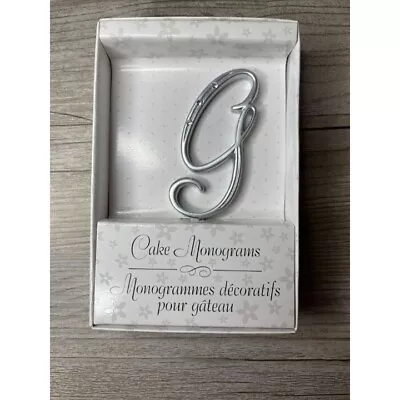 Wedding Small G Silver Finish Monogram Initial Rhinestones Cake Topper • $11.98