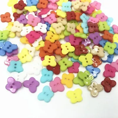 100pcs Mini Sewing Mixed Color Butterfly Resin Buttons Scrapbooking 13mm • $3.25