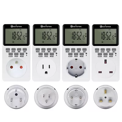 Digital Timer Switch Kitchen Timer Socket Plug 24 Hr Programmable Timing Outlet • $34.24