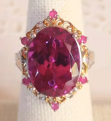 Lab Created Color Change Sapphire Niassa Ruby Vermeil .925 Sz 6 Statement Ring • £76