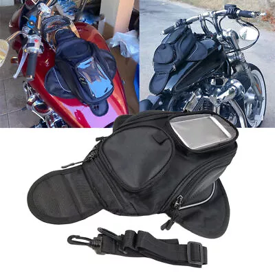 Universal Oxford Cloth Black Motorcycle Tank Bag Waterproof Magnetic Saddlebag • $29.99