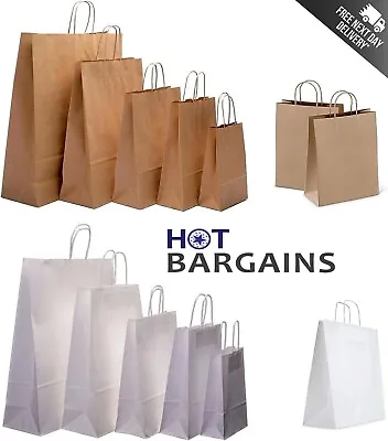Brown / White SOS Takeaway Round Handle Paper Carrier Bag 100% Recyclable • £3.99