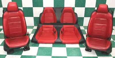 *NOTE* 18' MUSTANG Vert Black Red Leather Heat Cool Buckets Backseat Seats Set • $1453.49