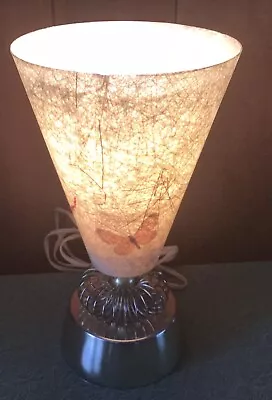 Vintage Fiberglass Cone TV Table Desk Mantle Lamp Butterfly Leaves 60’s Retro • $35