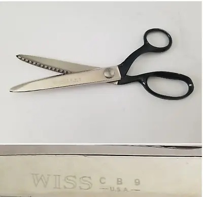 Vintage WISS Pinking Shears CB9 Scissors USA 9  Zig Zag Art Craft Sewing Fabric • £6.75