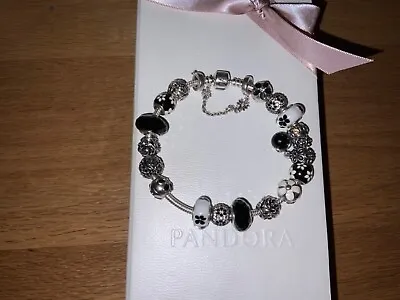 PANDORA BraceletGENUINE 15 Pandora Charms & 3 ClipsDaisy Safety ChainFloral • £280