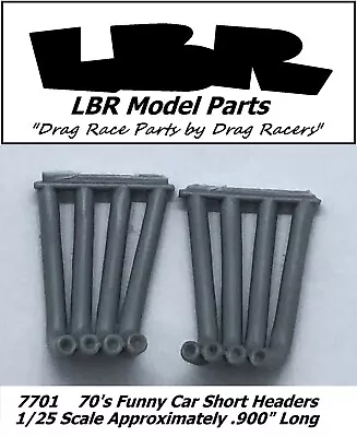 NEW Resin Short Funny Car Pro Mod Zoomie Headers .900 Long 1:25 LBR Model Parts • $9.83