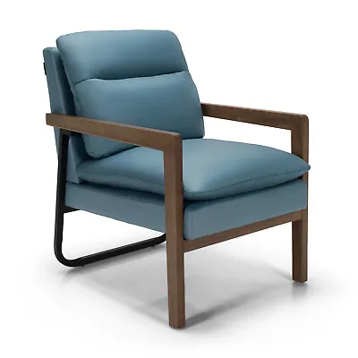 Modern Accent Chair Fabric Armchair W/ Rubber Wood Legs Rear Steel Bracket  • £129.95
