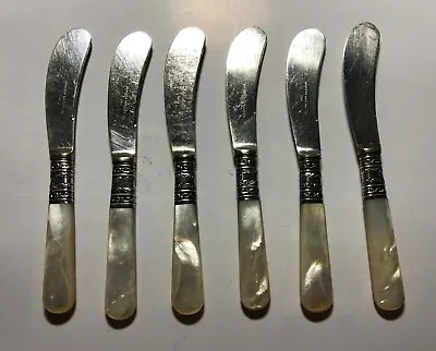 Meriden Cutlery Vintage Mother Of Pearl Butter Knifes Set Of 6 • $100