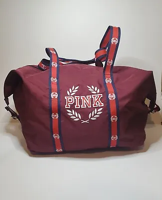 Victoria's Secret PINK Gym Duffle Tote Bag Dark Red Dark Blue NWOT 18X12 NICE • $20