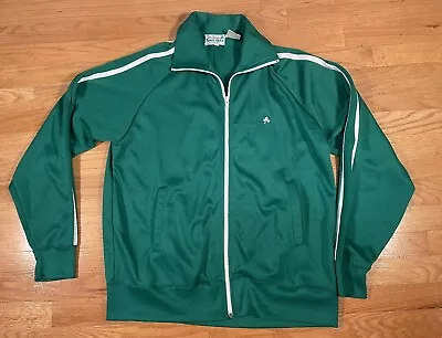 Vintage 1970s Tom Gorman Pacific Trail Green Clover Tennis Track Jacket Seattle • $21.99