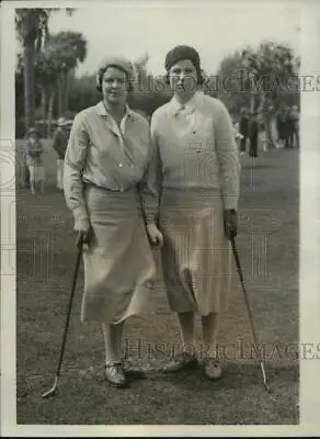 1931 Press Photo Marjorie White & Kathleen Garnham At Florida Golf Tournament • $17.99