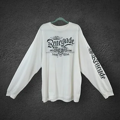 J&P CYCLES T-Shirt Size 2XL Renegade Custom Attitude White Long Sleeve Cotton • $15.95