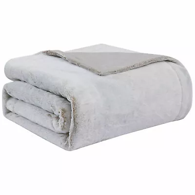 Reversible Buffalo White Rabbit And Mink Fur Throw Blanket • $56.06