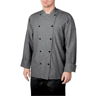 NEW Chefwear Cotton Traditional Yarn Dyed Chef Coat CW5000 Black Pinstripe Sz 4X • $14.99