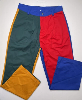 $9.99 • Buy Multicolor Color Block Pleated Unisex Pants Sz. 28 X 26