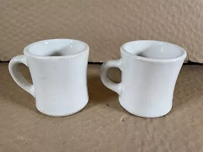 Set Of 2 Vintage Victor USA Coffee Mugs Cup Heavy Diner Restaurant Cream Ceramic • $19