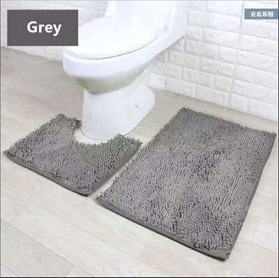 100% Chenille Shaggy Bath Mat Set 2pcs Soft Non-slip Rug Washable 9 Colors • $27.91