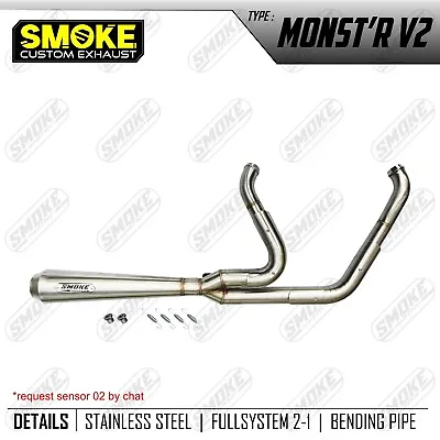 Full System 2 Into 1 Harley Davidson Exhaust Custom Fit For Road Glide 1999-2016 • $425