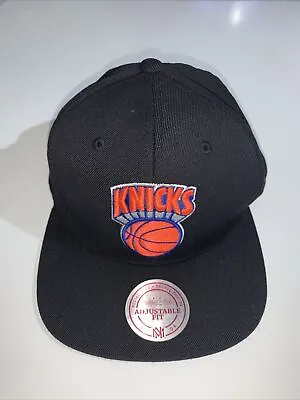 New York Knicks Mitchell And Ness NBA Cap M&N Strapback  Black Logo Hat • $22.99