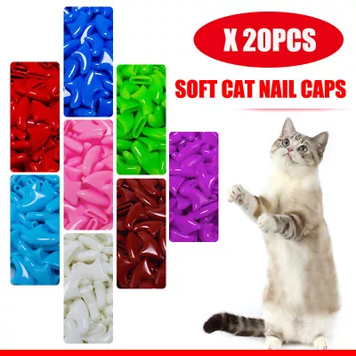 20Pcs Silicone Soft Cat Nail Cap Cat Paw Claw Pet Nail Protector Cat Nail Cover- • $2.57