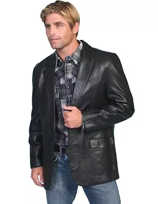 Scully Western Jacket Mens Lambskin Button Back Vent 46 Black F0_501 • $378.95