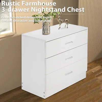 Chest Of Drawers 3 Drawer Dresser Bedroom Side Table Nightstand Storage Cabinet • $55.90