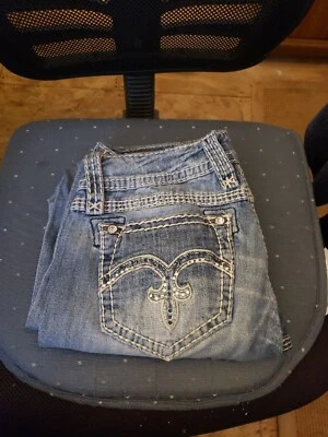$12.50 • Buy Rock Revival Women's Alanis Capri Bling Blue Denim Jeans Size 29