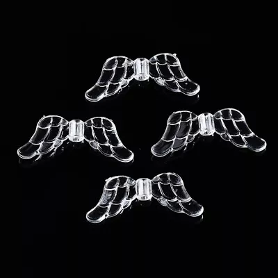 200pcs Angel Wing Acrylic Beads Faceted 29mm Transparent Charms Craft Supplies • £6.83