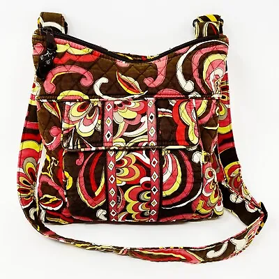 Vera Bradley Floral Paisley Crossbody Shoulder Bag Purse Puccini Fall Brown Red • $16.99