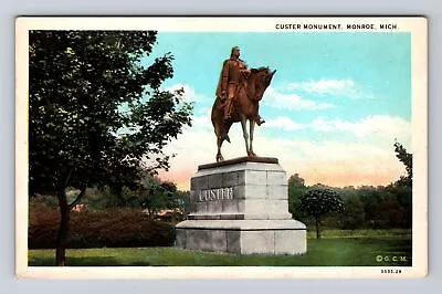 Monroe MI-Michigan Custer On His Horse Monument Antique Vintage Postcard • $7.99