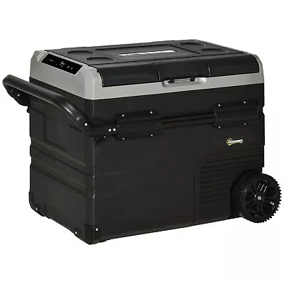 Outsunny 50L Car Refrigerator 12V Portable Freezer W/ Inner LED Light Wheels • £249.99