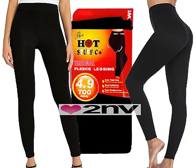 £5.49 • Buy Ladies Thermal Tights Fleece Lined Winter Warm Base Layer Black Footless Tights