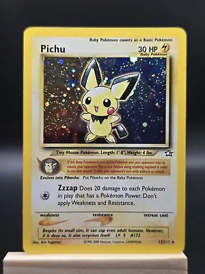 Pokémon TCG Pichu Neo Genesis 12/111 Holo Unlimited Holo Rare Swirl • $32