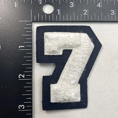 $5.94 • Buy Almost 3” Chenille White & Dk Blue Number 7 Letter Jacket Patch Letterman 00SN