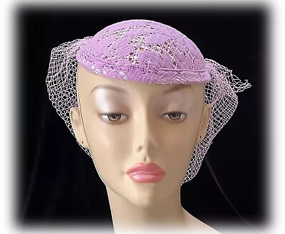 $14 • Buy Ladies Vintage Hat 1930s 40s Lilac Lavender Juliet Cap Lace Skull Cap With Veil