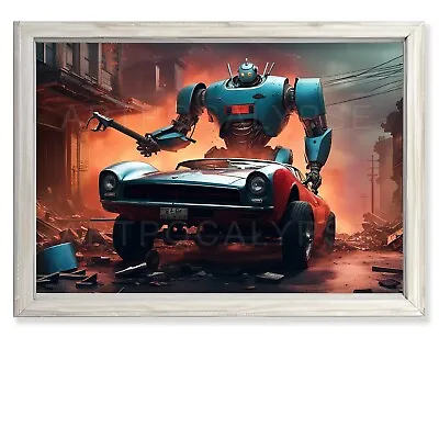 A3+ Original Art Print   Mechanized Mayhem: Robotic Rampage For Parts  • $37.77