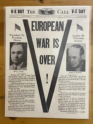 Vintage Newspaper Headline~world War 2 Victory In Europe V-e Day Wwii Over 1945 • $14.49