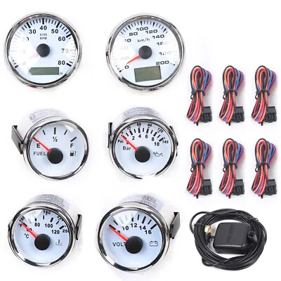 6 Gauge Kit GPS Speedometer Waterproof Fit Truck Car Marine Boat Yacht Universal • $128.25