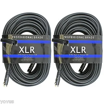 2 PACK 3pin XLR 16 Ga Gauge Male To Female Mic Microphone Cable Cord 75 Ft Foot • $59.99