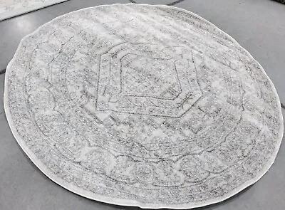IVORY / SILVER 6' X 6' Round Back Stain Rug Reduced Price 1172750421 ADR108B-6R • $51
